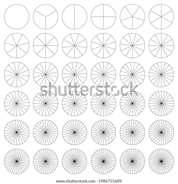 Segmented circle pie\
graph, pie chart infographics, presentation template design element\
from 1 to 36\
segments