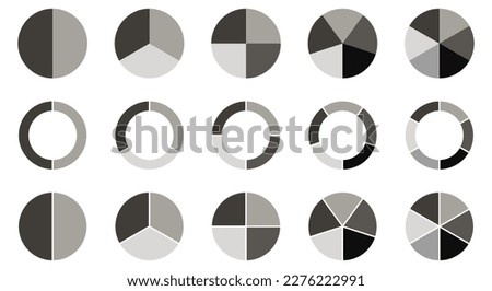 Segmented circles icons set. Colorful diagram collection with 2,3,4,5,6 sections. Design for web and mobile app.