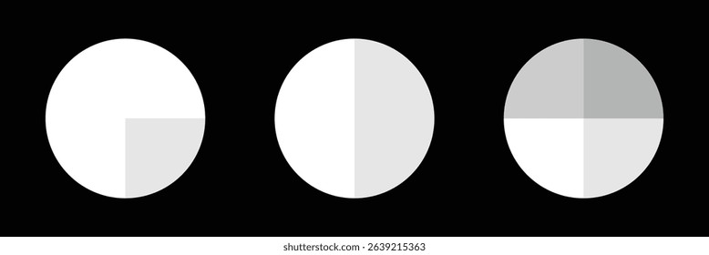Segmented circles set isolated. Pie chart with segments. Round shapes cut in equal slices