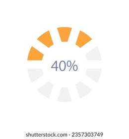Segmented circular bar infographic chart design template. Forty percentage. Performance track. Editable radial infochart with indicator. Visual data presentation. Myriad Pro-Bold, Regular fonts used