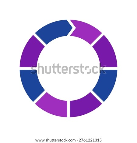 segmented circular donut icon in blue and purple shades representing blockchain epoch cycle rotation phases progress tracking and periodic sequence intervals in crypto technology