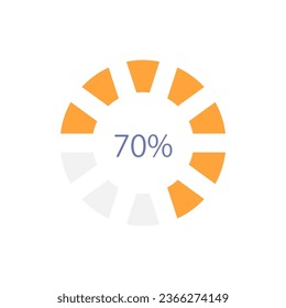 Segmented circular loading bar infographic chart design template. Task completion. Editable ring infochart with indicator. Visual data presentation. Myriad Pro-Bold, Regular fonts used