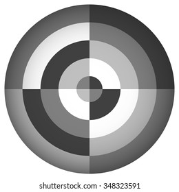 Segmented, concentric circle element isolated on white.