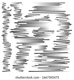 segmented, dashed lines, stripes abstract geometric pattern design element. irregular straight parallel strips, streaks. chunks and pieces of lines. abstract arrangement
