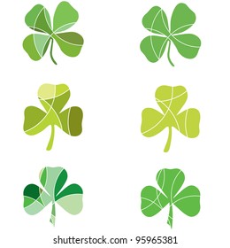 Segmented green shamrocks in different shades