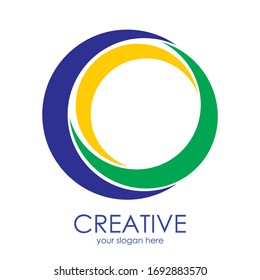 Segmentado en letra, 3d ilustración. Plantilla de logotipo de círculo abstracto y vector de iconos. Icono de círculo de resumen de negocio