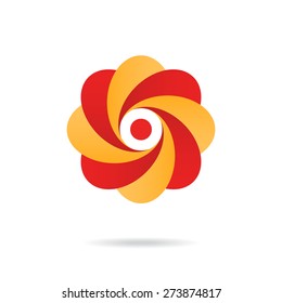 Segmented o letter - flower concept, 3d illustration, isolated, vector, eps 8
