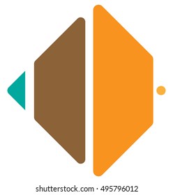Segmented square icon, logo shape. Square cut in fourth.