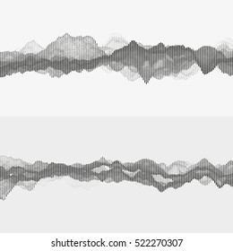 Segmentierte Vektor-Audiowellen. Erweiterte Visualisierung digitaler Musik. Einfarbige Abbildung der Schallfrequenzen. Element des Designs.