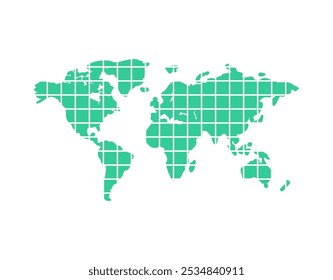 Mapa mundial segmentado. Partes щт planeta tierra. Concepto de comunicación mundial y personas que viven en diferentes continentes.