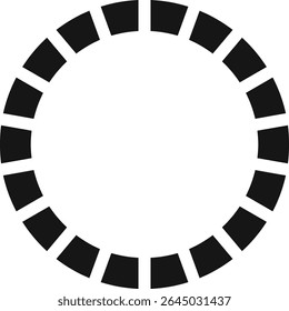 Los segmentos dispuestos en forma circular crean un precargador o un búfer, que representa un proceso o Descarga en curso con un diseño limpio y simple en blanco y negro
