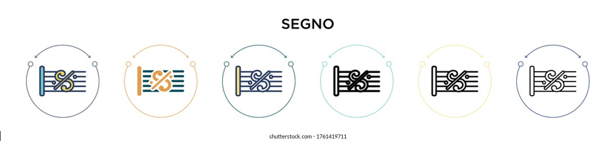 icono Segno en el estilo relleno, delgado, contorno y trazo. Ilustración vectorial de dos diseños de iconos vectoriales de color y negro se pueden utilizar para móviles, ui, web