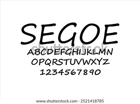 Segoe font for logo and headline. Isolated vector typeset