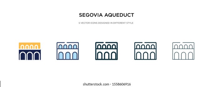 segovia aqueduct icon in different style vector illustration. two colored and black segovia aqueduct vector icons designed in filled, outline, line and stroke style can be used for web, mobile, ui svg