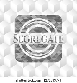 Segregate realistic grey emblem with cube white background