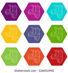 Segway battery icons 9 set coloful isolated on white for web