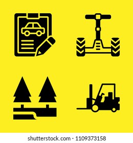 segway, car repair, river and forklift vector icon set. Sample icons set for web and graphic design