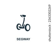 Segway icon. Monochrome simple sign from transportation collection. Segway icon for logo, templates, web design and infographics.