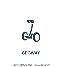 Segway icon. Monochrome simple sign from transportation collection. Segway icon for logo, templates, web design and infographics.