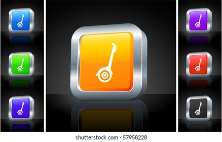 Segway Icon on 3D Button with Metallic Rim Original Illustration