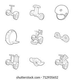 Segway Icons Set. Outline Set Of 9 Segway Vector Icons For Web Isolated On White Background