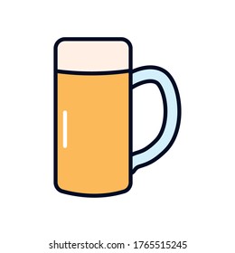 seidel beer mug icon over white background, line fill style, vector illustration