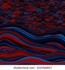 Seigaiha Japanese wave motif contemporary vector pattern. Curve lines texture background. Oriental traditional wavy ornament elements. Sea water waves. Seigaiha pattern geometric design.