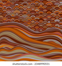 Seigaiha Japanese wave motif contemporary vector pattern. Curve lines texture background. Oriental traditional wavy ornament elements. Sea water waves. Seigaiha pattern wallpaper design.