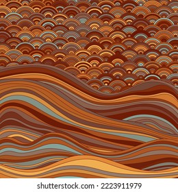 Seigaiha Japanese wave motif inspiring vector pattern. Curve stripes texture background. Oriental traditional wavy ornament elements. Decorative waves. Seigaiha pattern geometric design.