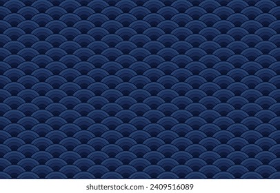 Seigaiha or seigainami literally means blue wave of the sea. Pattern abstract scales simple Spring Nature background with japanese circle pattern. Vector.