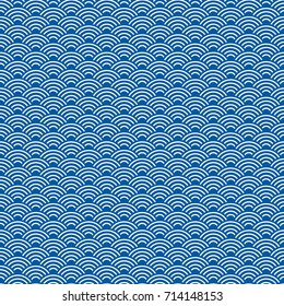 Seigaiha or seigainami literally means blue wave of the sea. seamless pattern abstract scales simple Spring Nature background with japanese circle pattern. Vector