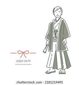 seijinnohi means the coming-of-age ceremony, kimono man