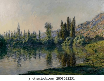 The Seine in Véteuil - vector illustration