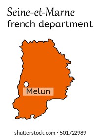 Seine-et-Marne french department map on white