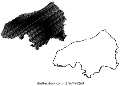 Seine-Maritime Department (Frankreich, Französische Republik, Normandie oder Region Normandie) Karte, Vektorgrafik, Skizze Seine-Inferieure Karte