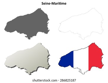 Seine-Maritime (Upper Normandy) outline map set