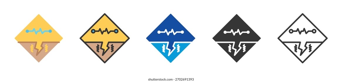 seismic hazard icon set multi style various collection