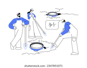 Seismic sensors abstract concept vector illustration. Group of men using vibration sensor and seismoscope, ecology industry, environmental science, earthquake prevention abstract metaphor.
