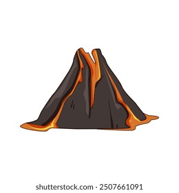 seismic volcano eruption cartoon. geothermal plume, vent fissure, basalt rhyolite seismic volcano eruption sign. isolated symbol vector illustration