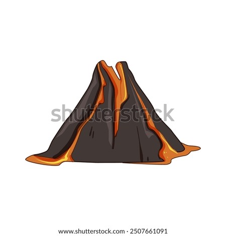 seismic volcano eruption cartoon. geothermal plume, vent fissure, basalt rhyolite seismic volcano eruption sign. isolated symbol vector illustration