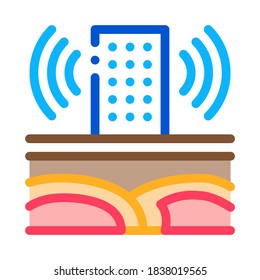 seismic wave high-rise building icon vector. seismic wave high-rise building sign. color symbol illustration