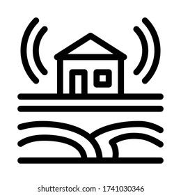 seismic wave residential building icon vector. seismic wave residential building sign. isolated contour symbol illustration