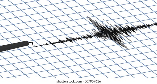 Seismogram of different seismic activity record vector illustration, earthquake wave on paper fixing, stereo audio wave diagram background. Earthquake sign seismic activity, vector 