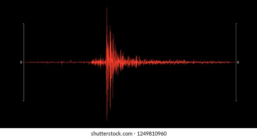 Seismogram Of The Earthquake. Seismic Activity Record. Scale Richter. Audio Wave Diagram Concept. Vector Illustration.