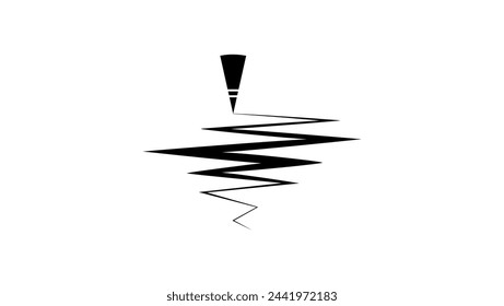 Seismogram emblem, black isolated silhouette