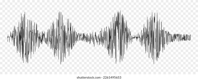 Seismogram or lie detector graph. Ground motion, earthquake magnitude, sound record or pulse wave. Polygraph or seismograph diagram isolated on transparent background. Vector graphic illustration