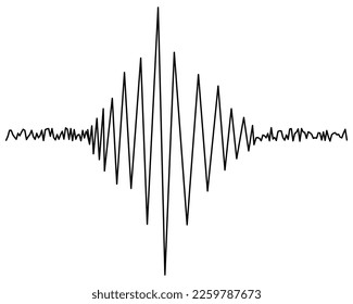 Seismogram. Recording earthquake shock activity. seismograph data. Sketch. Zigzag line. Sound wave. Vector illustration. Outline on isolated background.