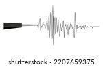 Seismograph earthquake or polygraph test wave. Seismogram vibration or magnitude recording chart collection. Music volume wave or lie detector diagram record. Vector illustration.