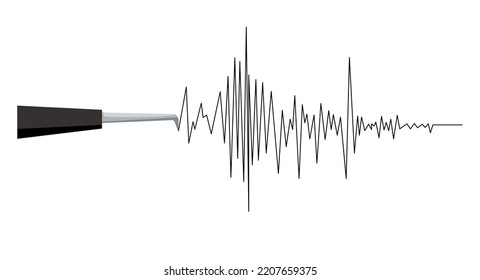 Seismograph Earthquake Or Polygraph Test Wave. Seismogram Vibration Or Magnitude Recording Chart Collection. Music Volume Wave Or Lie Detector Diagram Record. Vector Illustration.