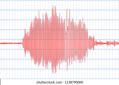 Seismograph And Earthquake. Seismic Activity. Lie Detector. Audio Wave Diagram. Vector Illustration